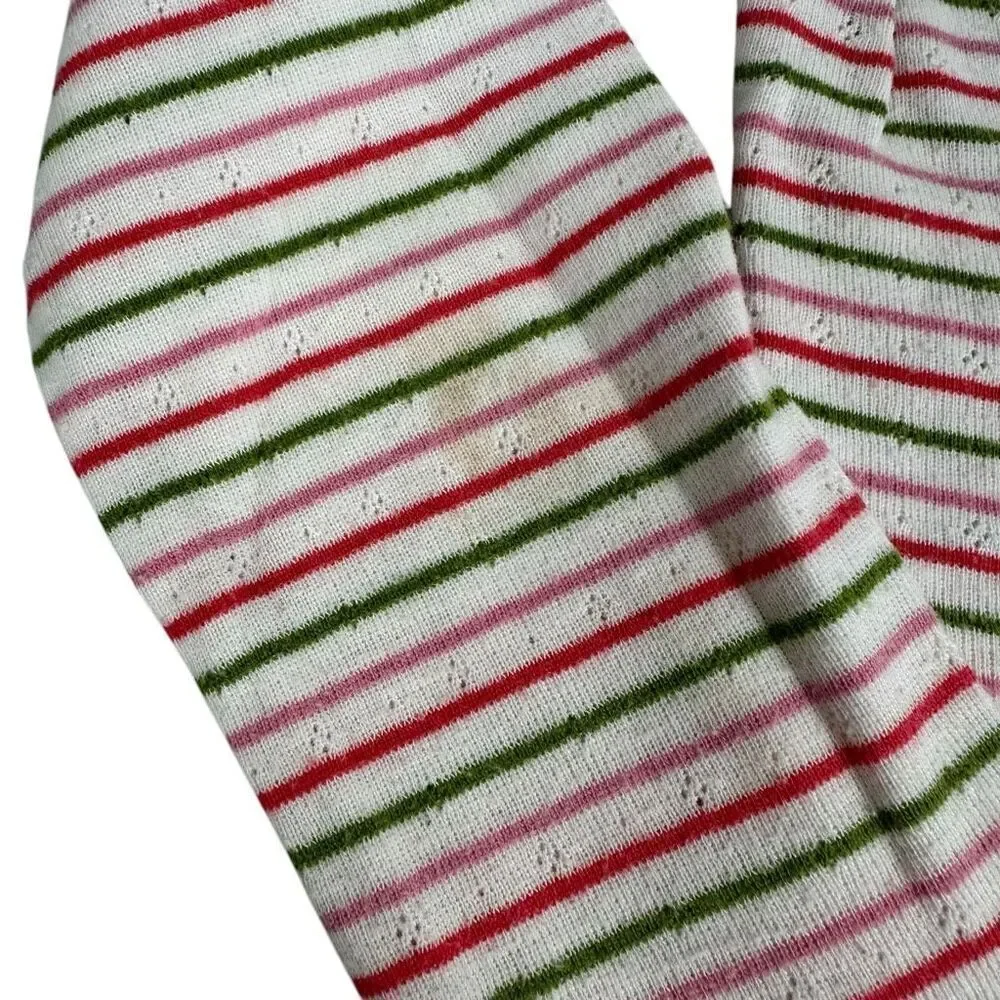 Mini Boden Stripe Long Sleeve T-Shirt size 8-9 Years Lace Neck